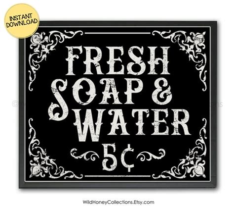 Fresh Soap And Water Vintage Antique Style Instant Digital Download Printable Bathroom Wall Art