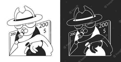 Premium Vector A Cartoon Of A Gangster With A Bill And A Hat