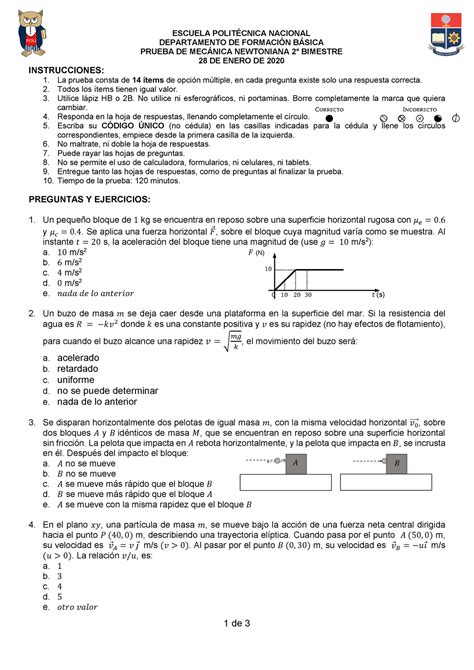 Pruba Segundo Bimestre Mn Escuela PolitÉcnica Nacional Departamento De FormaciÓn BÁsica Prueba