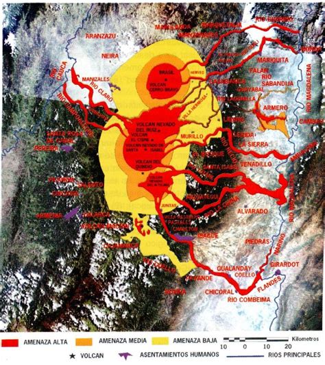 Mapa De Amenaza Volcánica Integrada Del Parque Nacional De Los Nevados