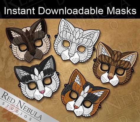 Printable Cat Masks Kitty Paper Party Mask Children's | Etsy