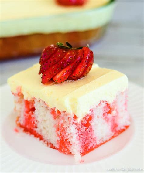 Strawberry Jello Poke Cake W Pudding Frosting Creations By Kara