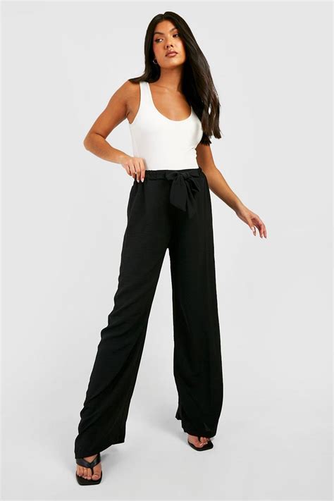 Maternity Crinkle Belted Wide Leg Trouser Boohoo