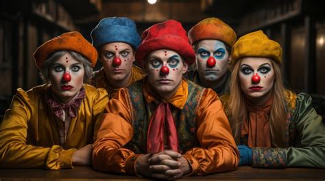 premium ai image portrait   group   clowns sitting