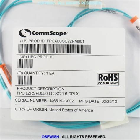 New Commscope Lazrspeed Lc To Sc Fiber Optic Patch Cord Mm