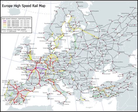 Europe High Speed Rail Map Maps Books Travel Guides