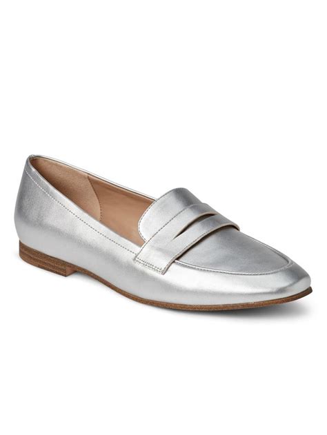 Gap Womens Soft Leather Loafer Silver 5 Leather Loafers Loafers