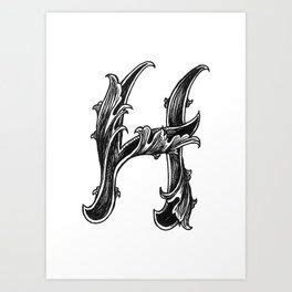 Leaf Script H Framed Art Print By Hannah Scully Framed Art Prints