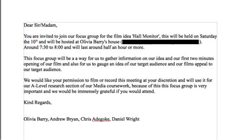 Mediashewrote Focus Group Invite Letter