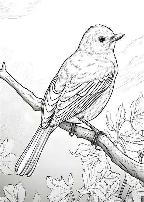 Premium Photo | Bird Coloring Page Bird Line Art coloring page Bird ...