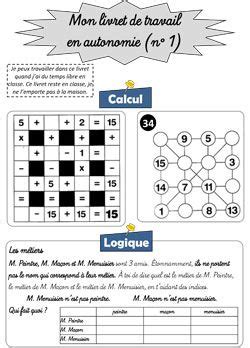 Livrets d autonomie Jeux mathématiques cm1 Autonomie ce2 Exercice cm1