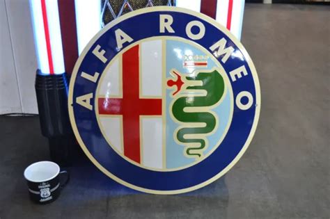 PLAQUE ÉMAILLÉE ALFA ROMEO automobiles logo bombée enamel sign