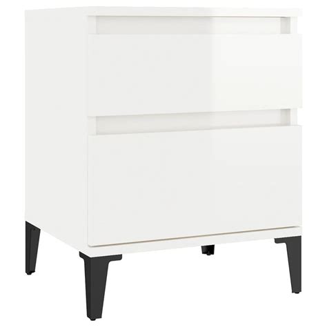 Tables De Chevet Pcs Blanc Brillant X X Cm Salalis Sp