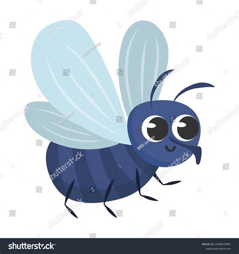 Cute Fly Cartoon Character Vector Illustration Stock Vector (Royalty ...