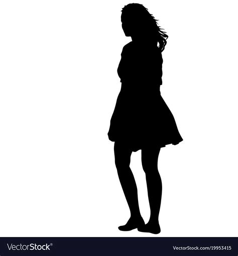 Black silhouette woman standing people on white Vector Image