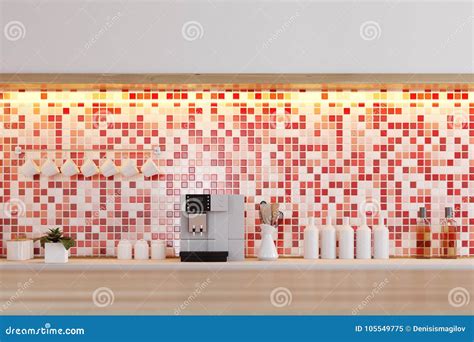 Red Tile Kitchen Countertop Stock Illustration - Illustration of maker ...