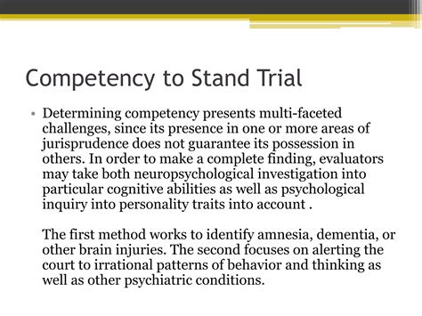 Evaluating Competency To Stand Trial Ppt