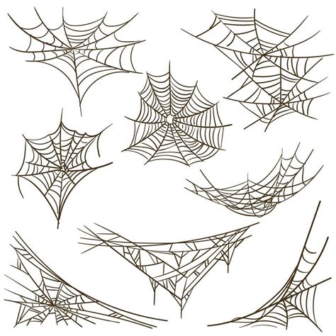 A set of cobwebs. Terrible Gothic silhouettes in the form of a spider ...