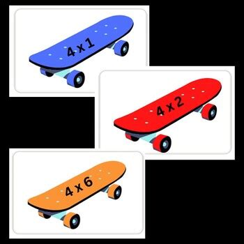 Skateboard Multiplication Match Game By Tea Time Planner Tpt