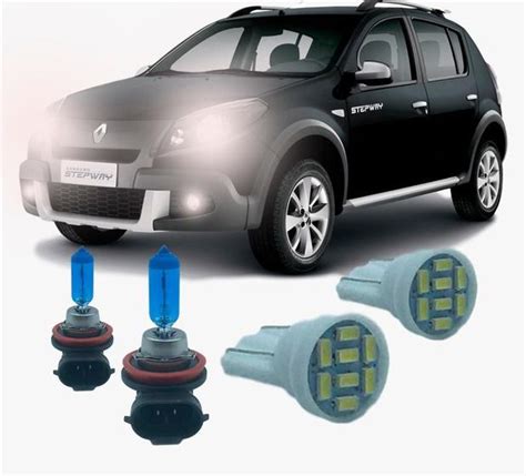 Kit Lampada Farol Milha H11 e Leds Sandero Stepway HDI Lâmpada