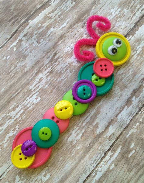 Button Caterpillar Craft Easy Very Hungry Caterpillar Kids DIY