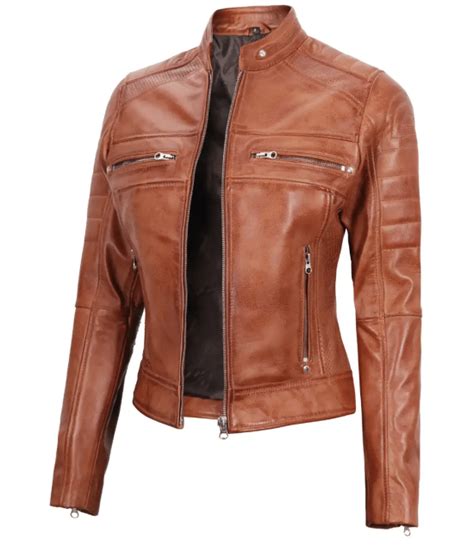 Women S Tan Cafe Racer Leather Jacket Racer Style