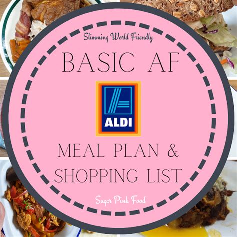 Day Slimming Friendly Meal Plan Shopping Lists For Aldi Asda