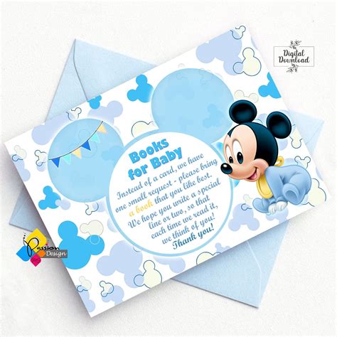 Printable Mickey Mouse Baby Shower Invitation Personalized Mickey Mouse