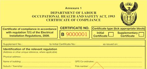 Electrical Certificate Of Compliance - ECOC