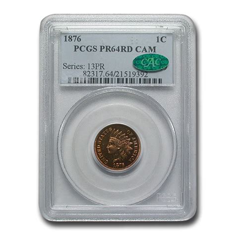 Buy 1876 Indian Head Cent Pr 64 Cameo Pcgs Cac Apmex