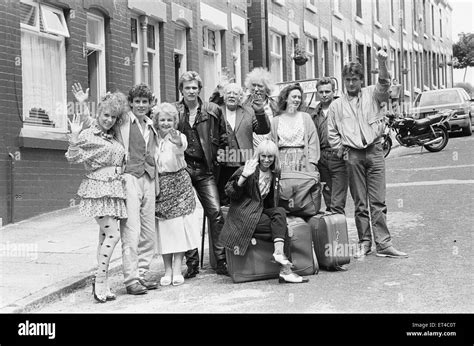 The cast of the BBC hit comedy "Bread" during a break in filming in ...