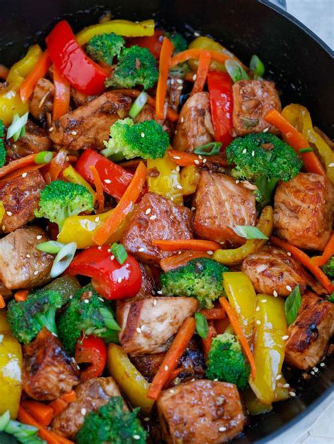 Teriyaki Salmon Stir Fry Recipe Cookin With Mima