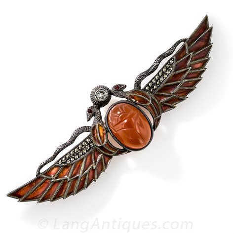 Egyptian Revival Sterling Silver Scarab Brooch