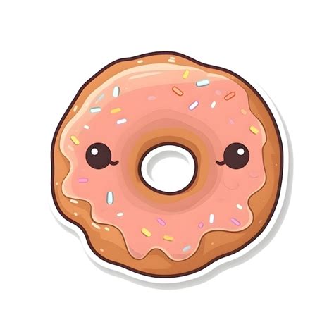 Premium AI Image Cute Cartoon Donut With Pink Glaze Vector Illustration