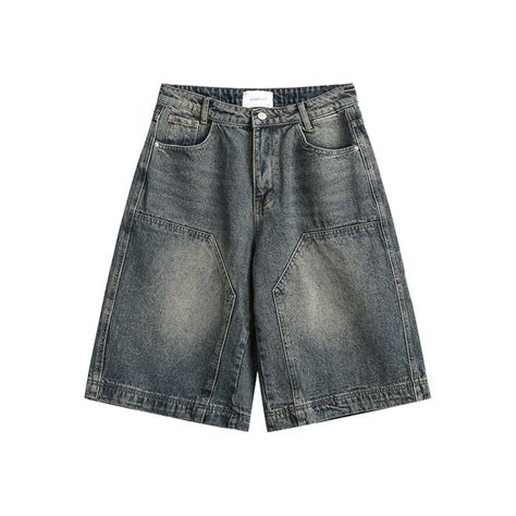 Y K Vintage Baggy Jorts Homens Mulheres Perna Larga Cinco Pontos Jeans