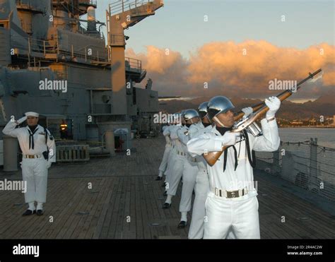 Us Navy Ceremonial Color Guard Assigned To Naval Station Pearl Harbor