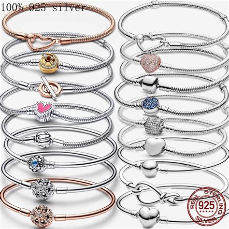 Bracelet en argent regardé 925 Love Coussins Sliding Pulsera