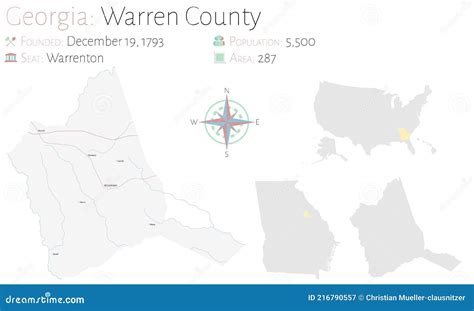 Mapa De Warren Condado En Georgia Ilustración del Vector Ilustración