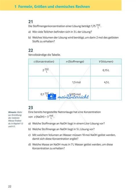 Formeln Größen und chemisches Rechnen Teil 2 meinUnterricht