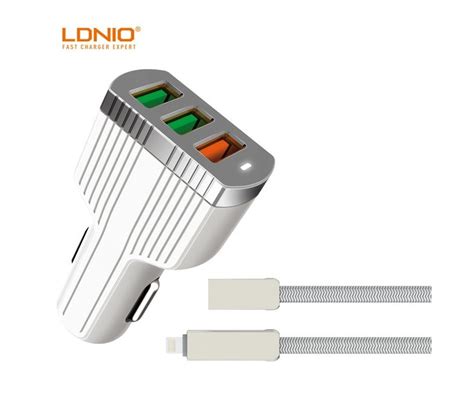 Cargador de Coche Lightning Ldnio C702Q Accesorio Móvil Tablet Color