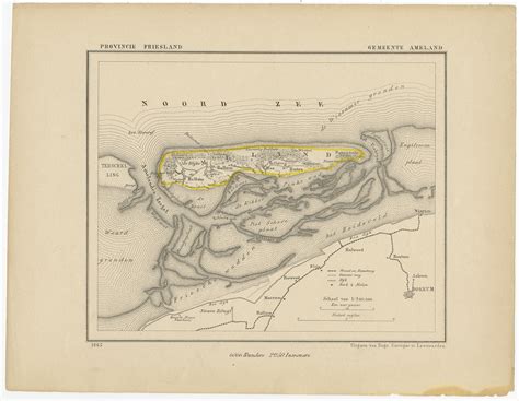 Antique Map of Ameland by Kuyper (1868)