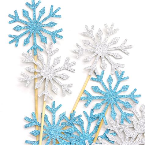 Amazon PartyWoo Frozen Cake Toppers 20 Pcs Snowflakes Cupcake