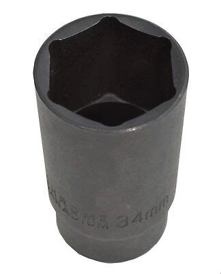 34mm Metric Deep Impact Black Chrome Vanadium Steel Socket 1 2 Drive 6