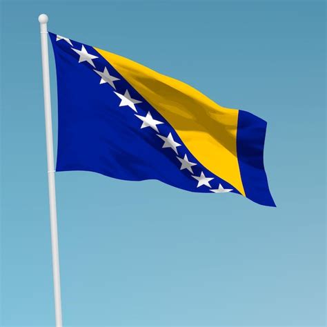 Premium Vector Waving Flag Of Bosnia And Herzegovina On Flagpole