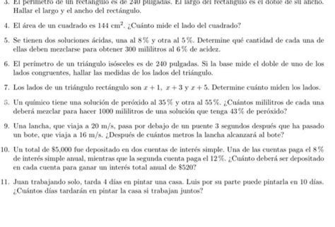 Solved 3 El Perimetro De Un Rectangulo Es De 240 Pulgadas Chegg