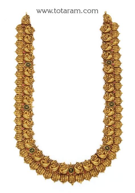 Gn K Gold Ram Parivar Peacock Long Necklace With Beads