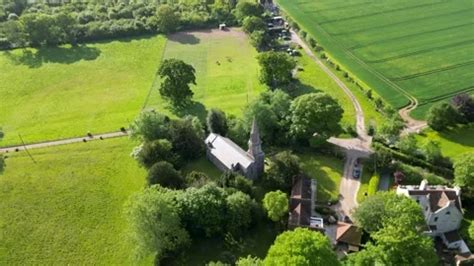 K Drone Shot Dolly Forward Of A Church Stock Video Pond