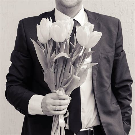 Elegant Man Holding Flowers Stock Image Image Of Flowers Autumn 19317033