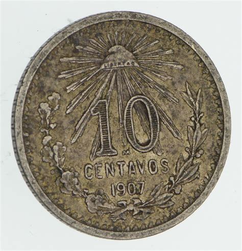 Silver 1907 Mexico 10 Centavos World Silver Coin Property Room