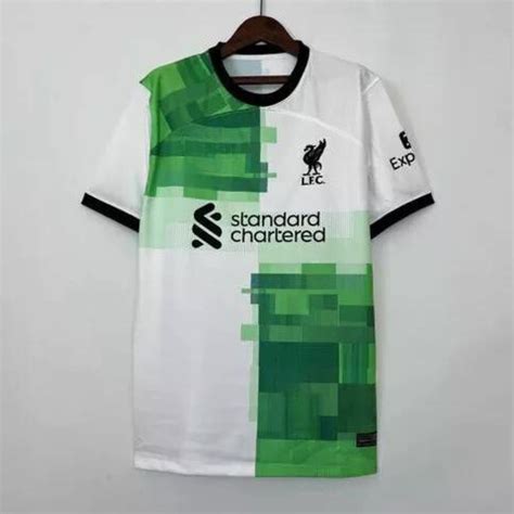 Camisa Liverpool 23 24 Away Torcedor Masculina Branco Verde CATALOGO